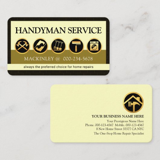 Stylish Creative Handyman Tools Icon Layer Visitekaartje (Voorkant / Achterkant)