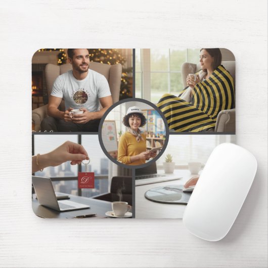Stylish Custom Five Photo Personalized Mouse Pad Muismat (Met muis)