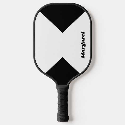 Stylish Custom Named Classic White with Black Pickleball Paddle (Voorkant)