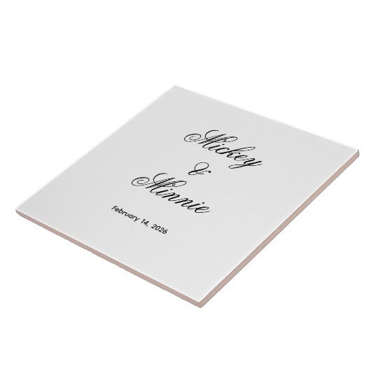Stylish Custom Names and Date Decorative Tegeltje (Zijkant)