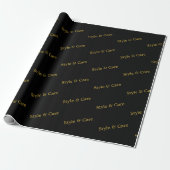 Stylish Custom Text Pattern Modern Black Gift Cadeaupapier (Uitgerold)
