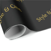 Stylish Custom Text Pattern Modern Black Gift Cadeaupapier (Rol Hoek)