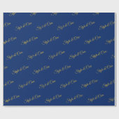 Stylish Custom Text Pattern Navy Blue Gift Cadeaupapier (Vlak)