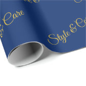 Stylish Custom Text Pattern Navy Blue Gift Cadeaupapier (Rol Hoek)