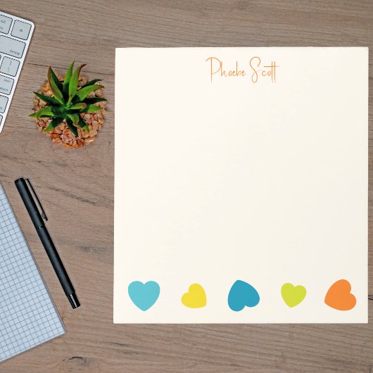 Stylish Cute Trendy Girly Simple Hearts Notepad  Notitieblok