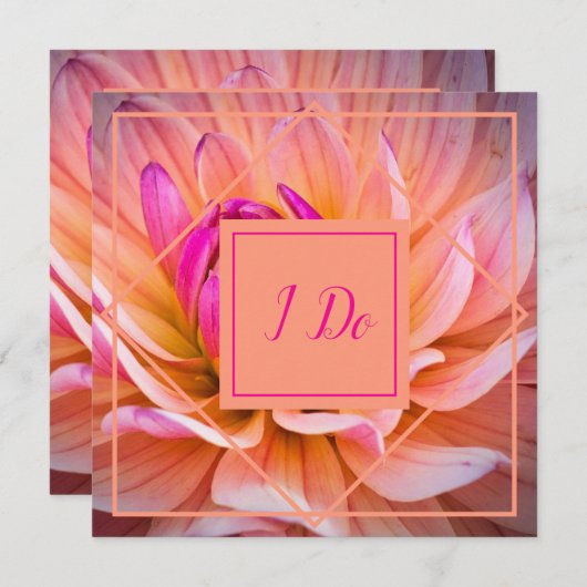 Stylish Dahlia Wedding Kaart (Voorkant / Achterkant)