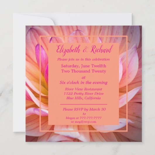 Stylish Dahlia Wedding Kaart (Achterkant)