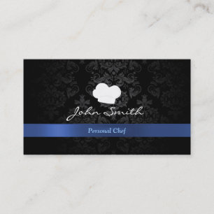 Stylish Damask Blue Ribbon Chef Visitekaartje