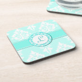 Stylish Damask en Monogram Onderzetter (Linkerzijde)