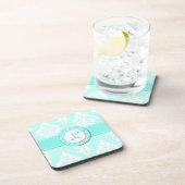 Stylish Damask en Monogram Onderzetter (Rechterzijde)