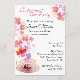 Stylish Dames Retirement Tea Party Invitation Kaart