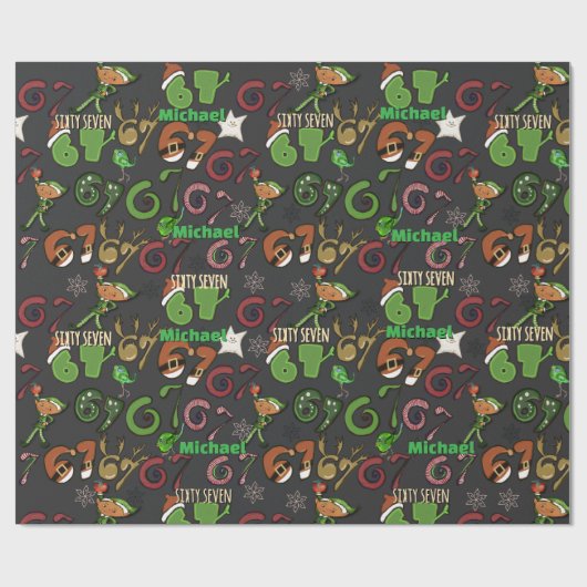 Stylish Dark Gray Trendy Sixty Seven / 67 Cadeaupapier (Vlak)