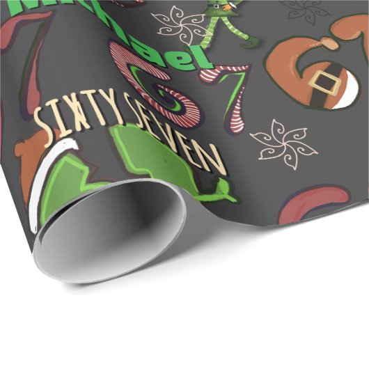 Stylish Dark Gray Trendy Sixty Seven / 67 Cadeaupapier (Rol Hoek)