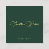 Stylish Dark Green Gold Text Typography Glossy Vierkante Visitekaartje (Voorkant)