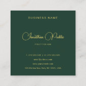 Stylish Dark Green Gold Text Typography Glossy Vierkante Visitekaartje (Achterkant)