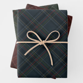 Stylish dark rich Christmas plaid holiday Inpakpapier Vel