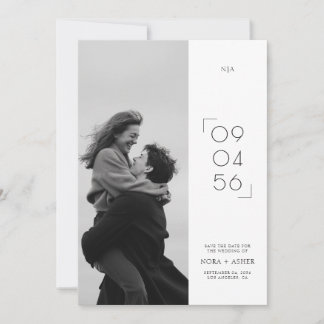 Stylish Date Modern Monogram Wedding Photo Save The Date
