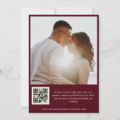 Stylish Deep Burgundy Typography QR Code Wedding Kaart (Achterkant)