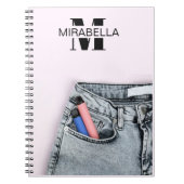 Stylish denim jeans retro beach notitieboek (Voorkant)