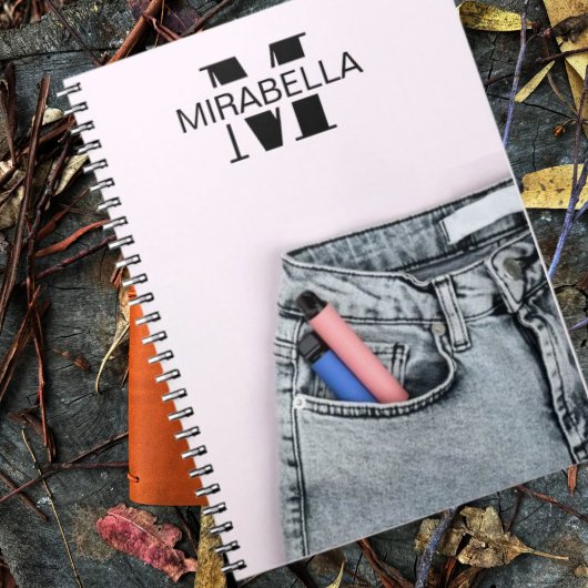 Stylish denim jeans retro beach notitieboek