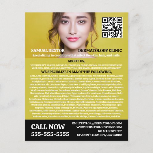 Stylish Dermatologist, Dermatology Clinic, QR Code Flyer (Voorkant)