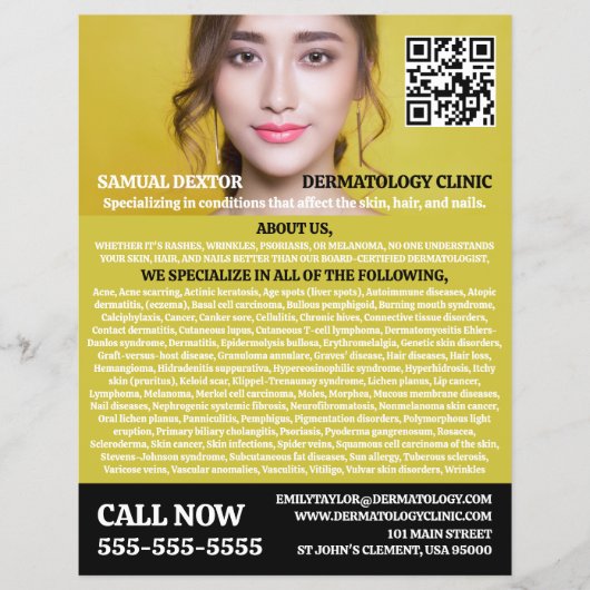 Stylish Dermatologist, Dermatology Clinic, QR Code Flyer (Voorkant)