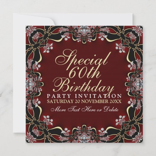 Stylish Diamond Elegance 60th Birthday Invitations Kaart (Voorkant)