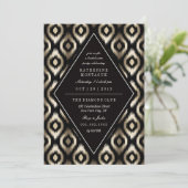 Stylish Diamond Ikat Pattern Bachelorette Party Kaart (Staand voorkant)