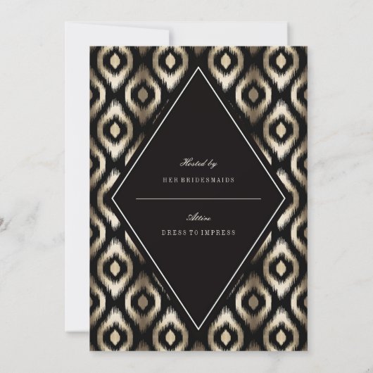 Stylish Diamond Ikat Pattern Bachelorette Party Kaart (Achterkant)