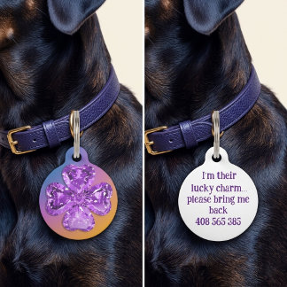 Stylish Diamond Lucky Clover Call ID Pet Tag Huisdierpenning