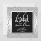 Stylish Diamonds Silver 60th Wedding Anniversary Kaart (Voorkant)