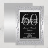 Stylish Diamonds Silver 60th Wedding Jubileum Kaart (Voorkant / Achterkant)