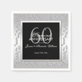 Stylish Diamonds Silver 60th Wedding Jubileum Servet