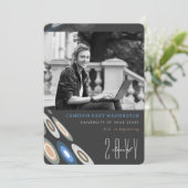 Stylish Digital Butterfly Photo Graduparty Kaart (Staand voorkant)