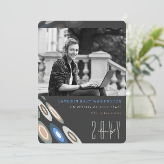 Stylish Digital Butterfly Photo Graduparty Kaart (Staand voorkant)