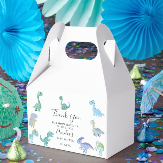Stylish Dinosaur Baby Shower White Bedankdoosjes (Feest)