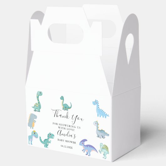 Stylish Dinosaur Baby Shower White Bedankdoosjes (Geopend)