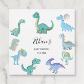 Stylish Dinosaur Baby Shower White Bedankjes Labels (Achterkant)