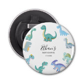 Stylish Dinosaur Baby Shower White Button Flesopener (Voorkant)