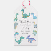 Stylish Dinosaur Baby Shower White Cadeaulabel (Achterkant)
