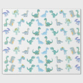 Stylish Dinosaur Baby Shower White Cadeaupapier (Vlak)