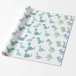 Stylish Dinosaur Baby Shower White Cadeaupapier