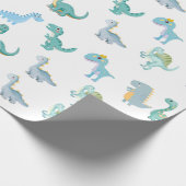 Stylish Dinosaur Baby Shower White Cadeaupapier (Hoek)