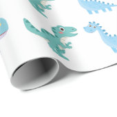 Stylish Dinosaur Baby Shower White Cadeaupapier (Rol Hoek)