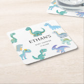 Stylish Dinosaur Baby Shower White Kartonnen Onderzetters (Schuin)