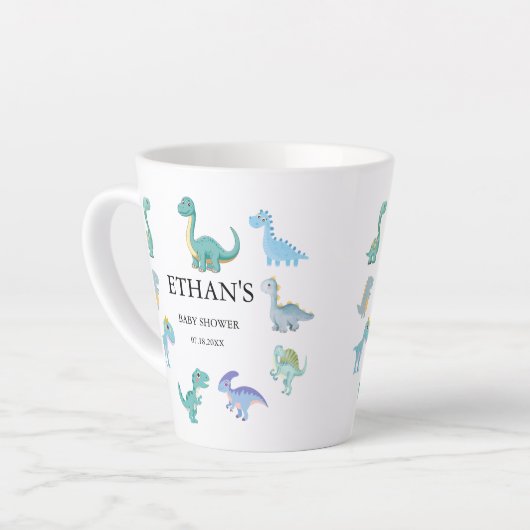 Stylish Dinosaur Baby Shower White Latte Mok (Linkerhoek)