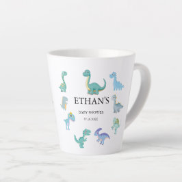 Stylish Dinosaur Baby Shower White Latte Mok