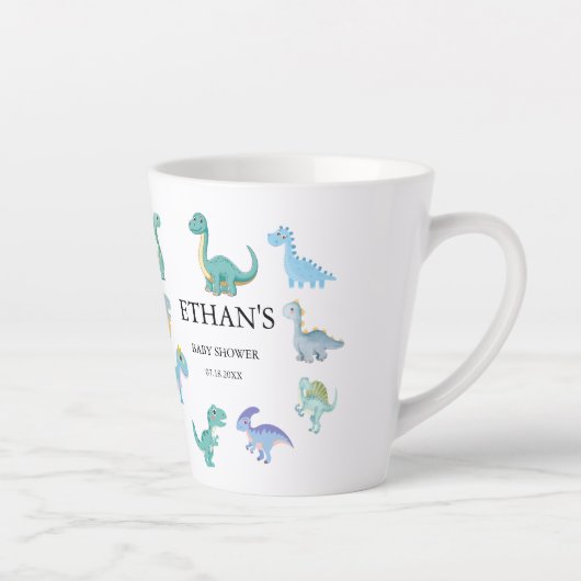 Stylish Dinosaur Baby Shower White Latte Mok (Rechts)