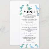 Stylish Dinosaur Baby Shower White Menu (Voorkant / Achterkant)