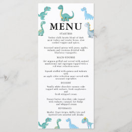 Stylish Dinosaur Baby Shower White Menu